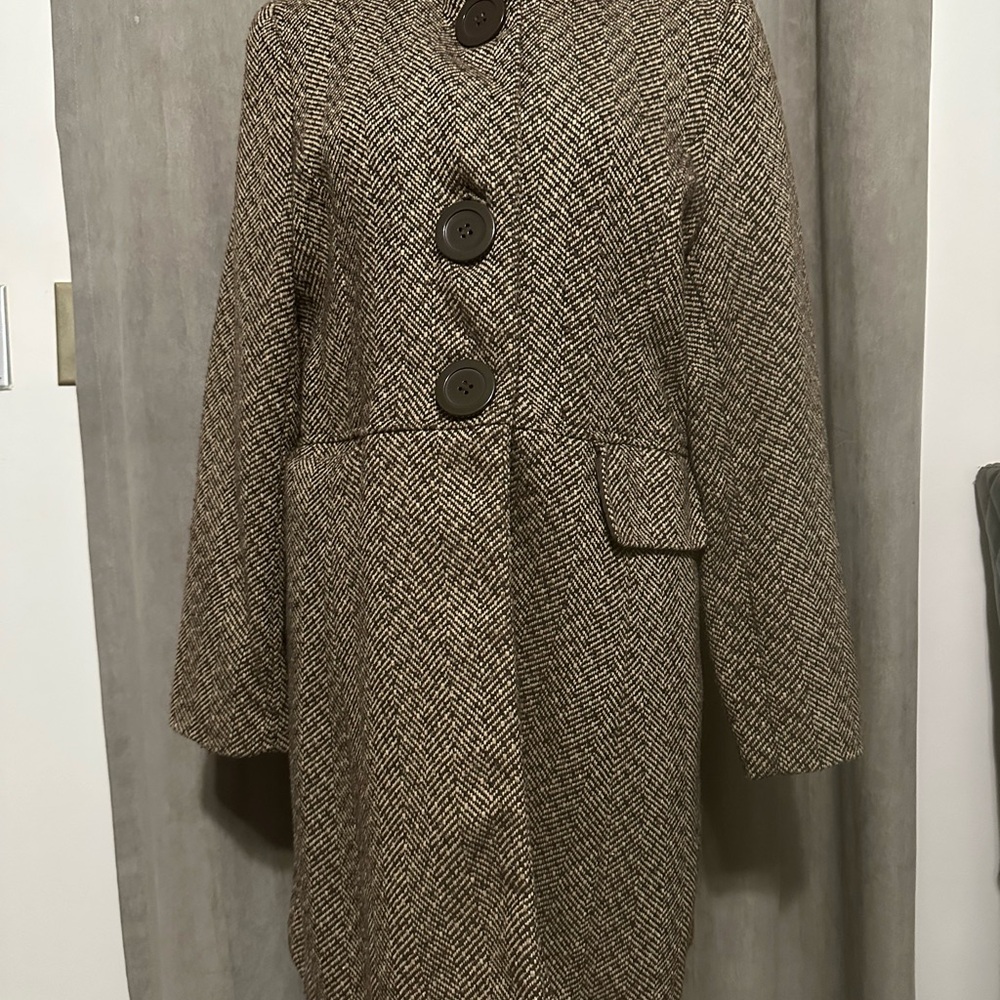 Last Kiss Women's Brown Herringbone Coat
